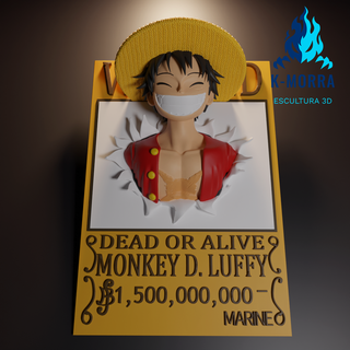 luffy reward poster one piece anime 3d print model - Mito3D