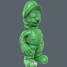 Luigi facile impression soutien 3d print model - Mito3D