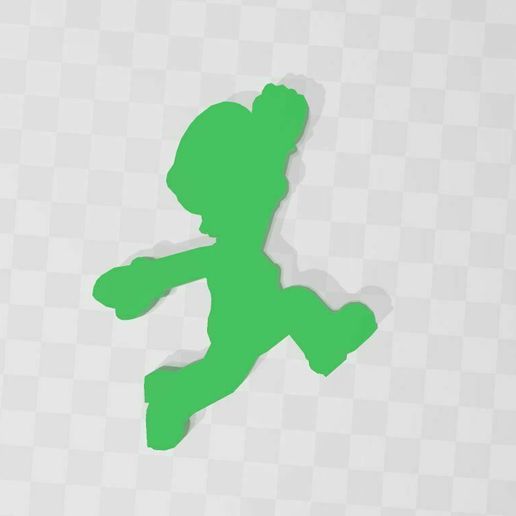 luigi silhouette logo mario brothers nintendo 3D print model - Mito3D