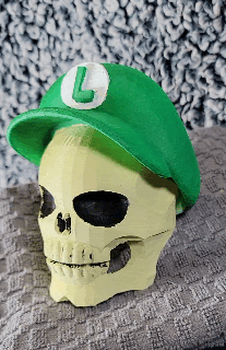 luigi skull Art super mario brothers game toy fun 3d print model - Mito3D
