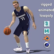 luka doncic nba game basketball player rig animated man men male human character people dallas game-ready 3d print model - Mito3D