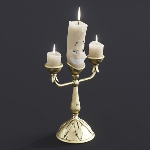 lumiere jeu bestiale de beauté candélabre la bougie lumière lampe bête 3D print model - Mito3D