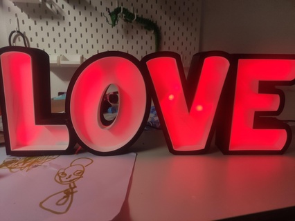 luminous 3d love sign lamp letters lettering 3d print model - Mito3D
