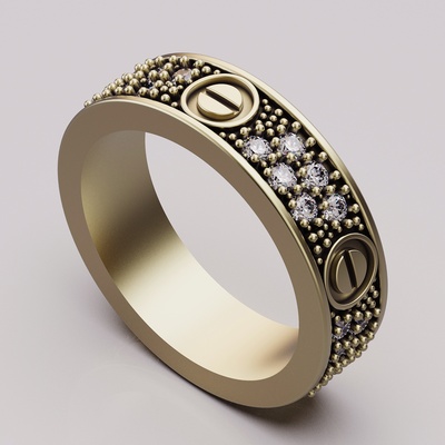 lux bague bijoux argent or imprimable 3d modèle tendance mode conception zbrush tigre 3d print model - Mito3D