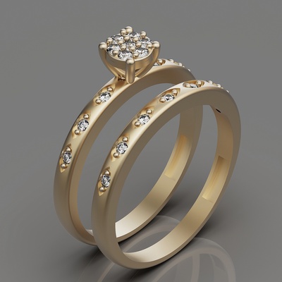 lux ensemble anneaux bijoux bague argent or fusion imprimable 3d modèle tendance mode conception zbrush tigre 3d print model - Mito3D
