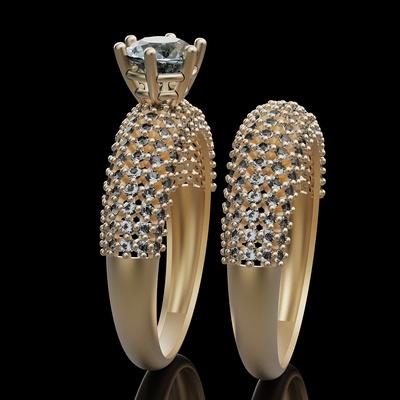 lux ensemble anneaux bijoux bague argent or imprimable 3d modèle tendance mode conception zbrush tigre 3d print model - Mito3D