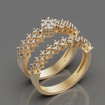 luxo conjunto argolas joalheria anel prata ouro imprimível 3d modelo tendência moda projeto zbrush tigre 3d print model - Mito3D