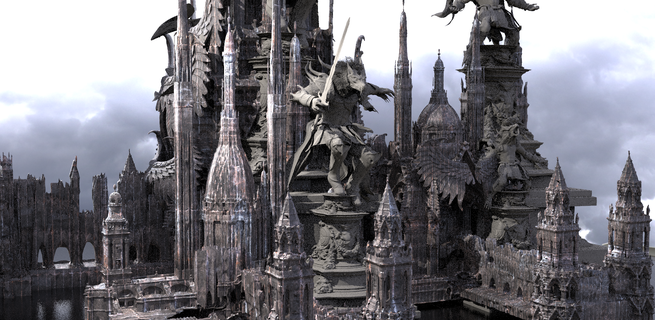 lycan prince kit bash city castle cathedral complex ancient picoftheday trending monument history middle architectural kitbash fantasy tower church building bloodbourne game street werewolf 3d print model - Mito3D