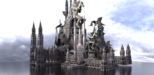 lycan werewolf arch city 3 kitbash castle cathedral complex ancient picoftheday trending monument history middle architectural fantasy kit tower church building bloodbourne game street 3d print model - Mito3D
