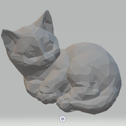 Lügen Katze Kitti niedrig poly Tier Kunst Statue katze Kot Spielzeug 3D print model - Mito3D