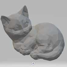 lying cat kitti low poly animal art statue katze kot toy 3d print model - Mito3D