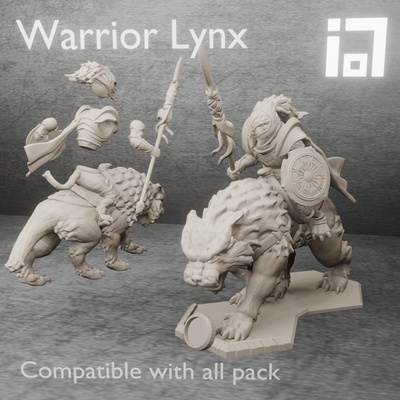 lynx miniatures 4 pack personnalisable jeu rôle jeu guerre planche assemblée hommes chat pièces coureurs messieurs base armée figures félins 3d print model - Mito3D
