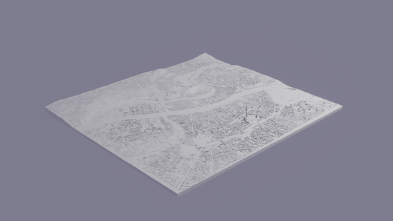 lyon city relief map lyon city 3d city map relief map 3d map france  3d print model - Mito3D