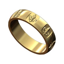 lys flor motivo banda anel Tamanho 6to10 3d impressão modelo joalheria moda imprimível ouro prata jóias esterlina heráldico lis real lírio 3d print model - Mito3D