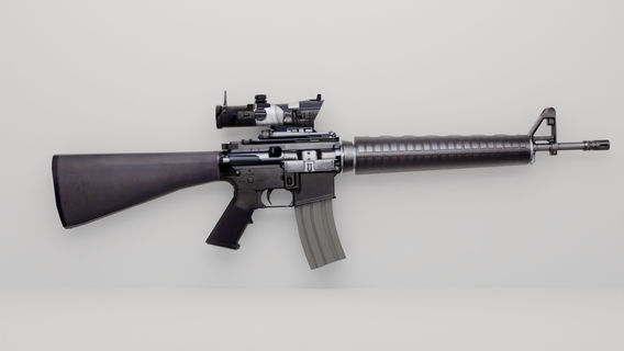 m16 rifle scope military weapon gun rifle assault rifle m16 ar15 m16a1 m16a2 attachment rails scope sniper assault 3dprintable  3d print model - Mito3D