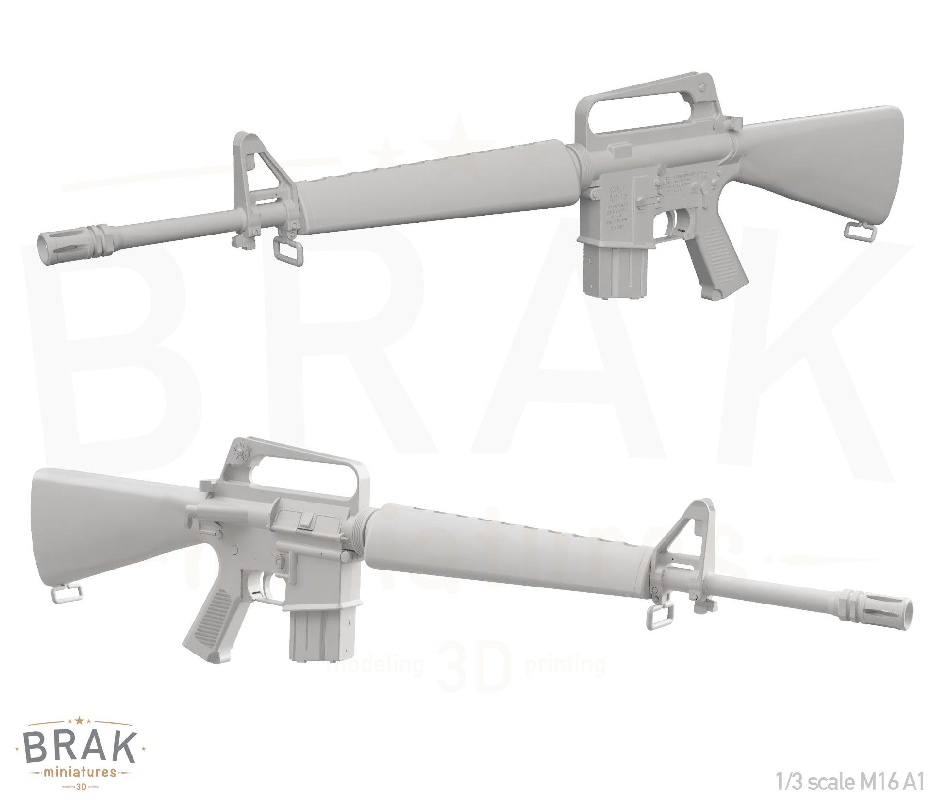 m16a1 1 3 escala miniatura rifle ar 15 Vietnã exército modelo brinquedo exibição 3D print model - Mito3D