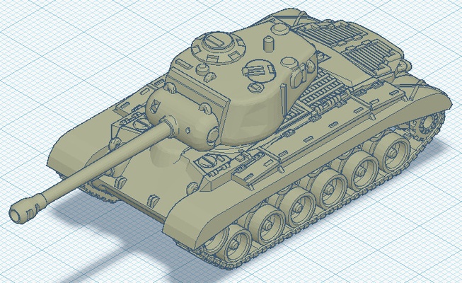 m26 pershing 1 100 gioco panzer wot tigre mondo of carri armati uniti d'america 3d print model - Mito3D