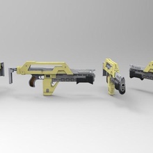 m41a basın uzaylılar tüfek oyun denizciler sömürge ericpr23 sanatçı sanat poly düşük lowpoly 3d model ateşli silah cameron james uzaylı tıklayın 3d print model - Mito3D