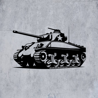 m4 sherman ww2 tanque 2d pared arte guerra mundial m 39 sherman americano 2dart mural decoración guerra 3d print model - Mito3D