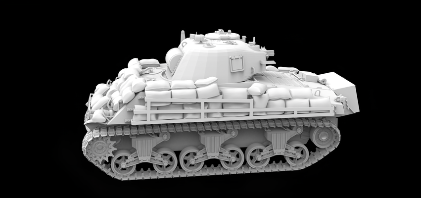 m4a3 saco terrero armadura juego animación guerra tanque 3d print model - Mito3D