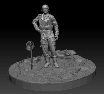 ma models 3d ww2 us medic stand field diorama 1 35 Game was 1/72 1/35 base american infantry usa 3d print model - Mito3D