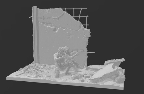 modèles révolution diorama 1 35 façade 72 28mm wargaming guerre ww2 ww3 moderne ruiner 3d print model - Mito3D