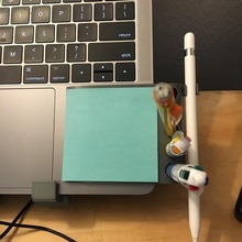 macbook pro apple pencil post-it pen holder desk dell latitude 13 2018 laptop office penholder slide 3d print model - Mito3D