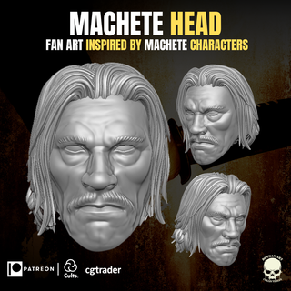 machete fan art head 3d printable files action figures gi joe mezco marvel legends classified action force head headsculpt dany trejo machete  3d print model - Mito3D