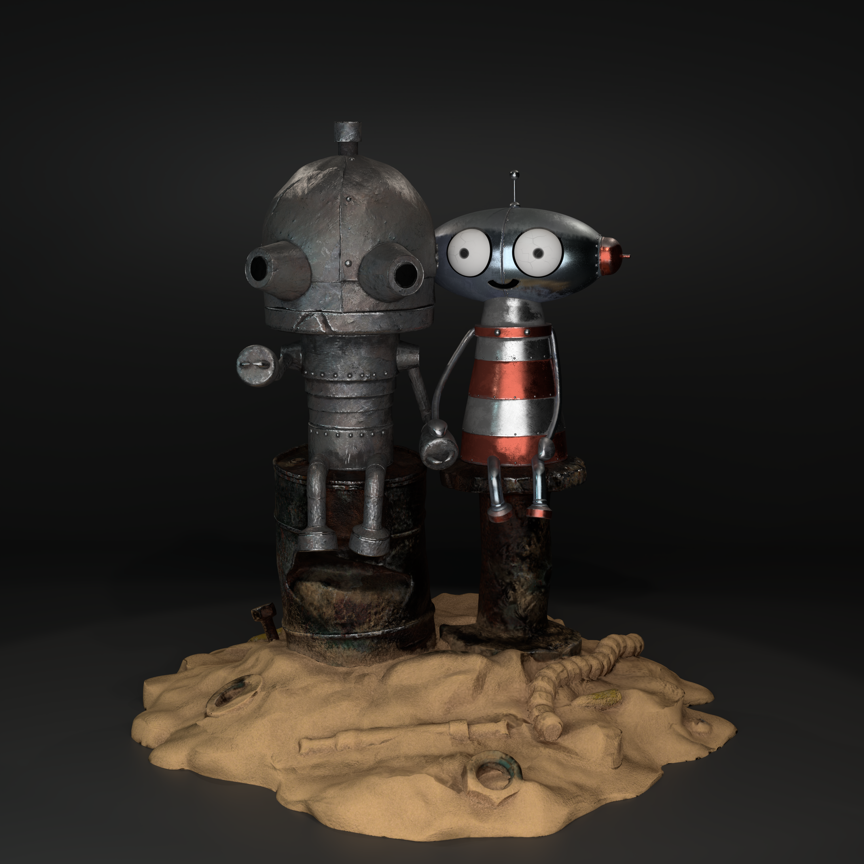 machinarium diorama arte josef bertha video gioco carina coppia fan solido robot amore avventura 3D print model - Mito3D