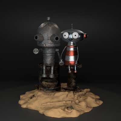 machinarium diorama arte josef bertha video gioco carina coppia fan solido robot amore avventura 3d print model - Mito3D