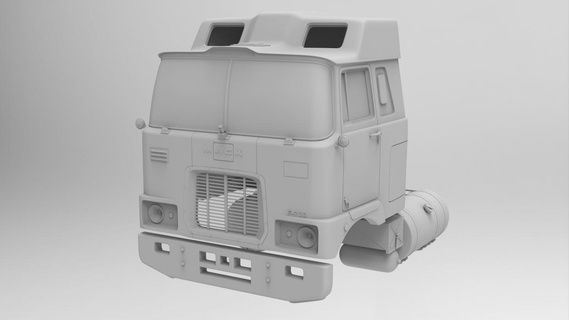 mack f700 dorminhoco hi rise táxi escala 1 32 semi caminhão velho 3dprint cabover 3d print model - Mito3D