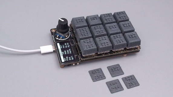 macropad braille keycaps adafruit clavier keycap électronique 3d print model - Mito3D