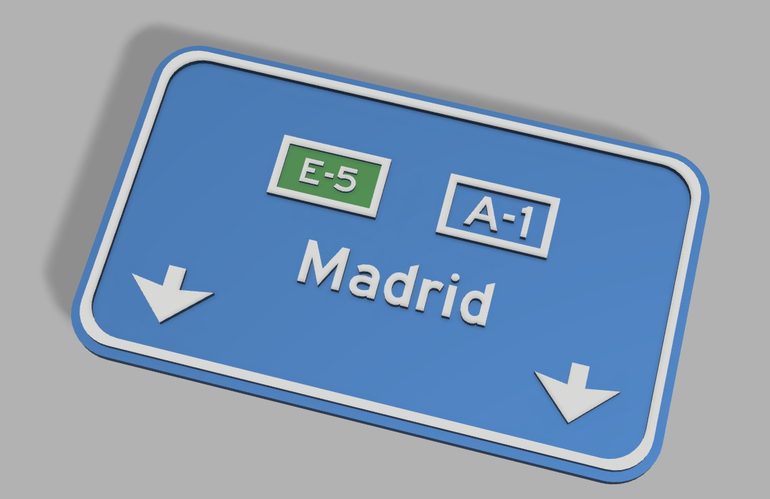 madrid highway sign magnet 3D print model - Mito3D