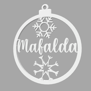 mafalda - bola de natal com nome ornamento Home decoração christmas tree festa party gift 3d print model - Mito3D
