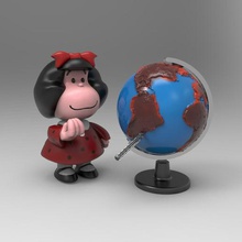 mafalda art superhéroe de la figura los dibujos animados juguetes libro historietas quino 3d print model - Mito3D