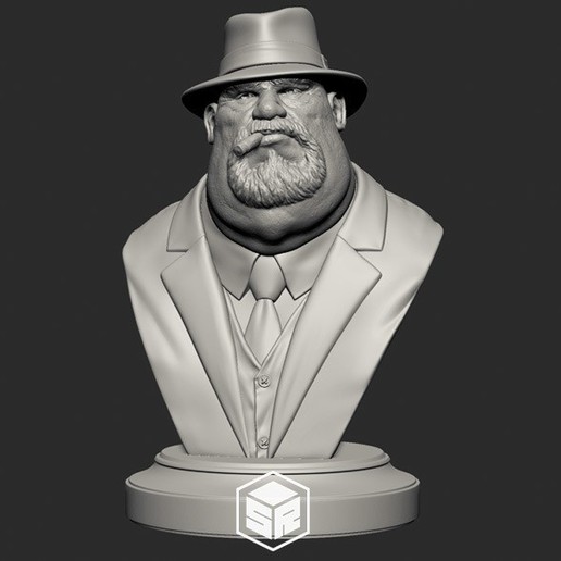 chefe da máfia a arte gangster gordura charuto bandido capa o mafioso pistoleiro raider porky padrinho printable escultura do busto pessoas homem retrato esculturas 3D print model - Mito3D