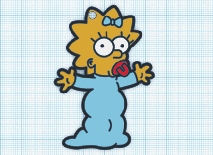 maggie Simpson anahtarlık 3d baskı stl dosya nesne Simpsons pop kültür tasarım hayran Sanat hediye aksesuar animasyonlu komedi televizyon karikatür dizi dijital ikon animasyon tahsil edilebilir 3d print model - Mito3D