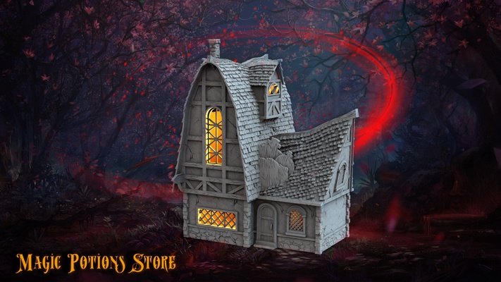 magical architecture - magic potions store medieval train tower greenhouse tabletop d&d miniatures war anime keychain 40 hammer wall diorama 3d print model - Mito3D