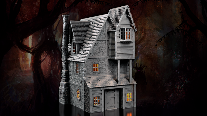 magical architecture - warlocks home game magic medieval train tower greenhouse tabletop d&d miniatures war anime keychain 40 hammer wall diorama 3d print model - Mito3D