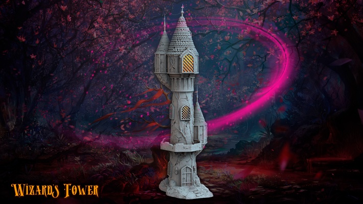 magical architecture - wizards tower magic medieval train greenhouse tabletop d&d miniatures war anime keychain 40 hammer wall diorama 3d print model - Mito3D