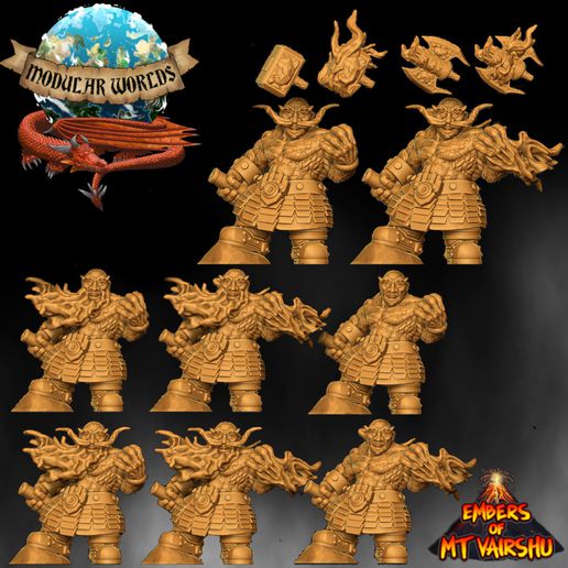 magma dwarf game magma dwarf worlds embers rpg dark chaos kaos 28mm warhammer aos underdark duergar 3D print model - Mito3D