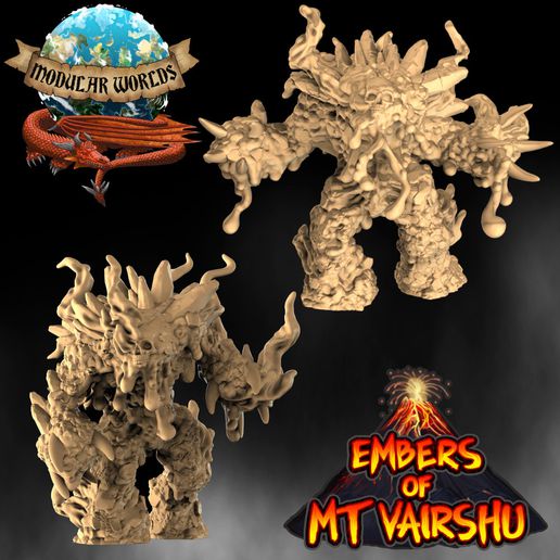 magma elementler oyun dev lav modüler dünyalar rpg Zindanlar ejderhalar ateş temel alev çağrılmış canavar 28mm 3D print model - Mito3D