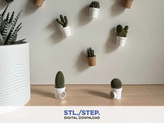 magnectus 3d magnets digital files fridge file stl model magnet cactus succulent kitchen office homeware home decor plant cute cacti vase planter 3d print model - Mito3D