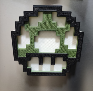 magnético 1 up pixel arte casa mario manos luigi Wario Waluigi bowser Nintendo cogumelo 3 cores fácil impressão 3d print model - Mito3D