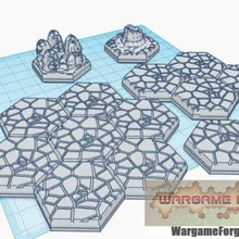 magnetic hex tile badlands set 1 5 items game battletech terrain map scale 3d print model - Mito3D