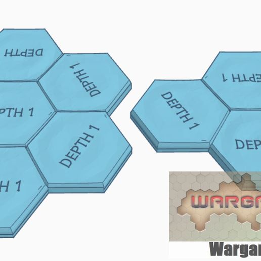 manyetik altıgen fayans derinlik 1 Su küme Ayarlamak 2 öğeler oyun Battletech arazi harita ölçek 3D print model - Mito3D