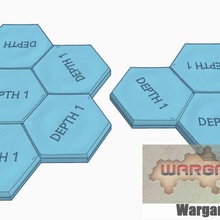 magnetic hex tile depth 1 water cluster set 2 items game battletech terrain map scale 3d print model - Mito3D