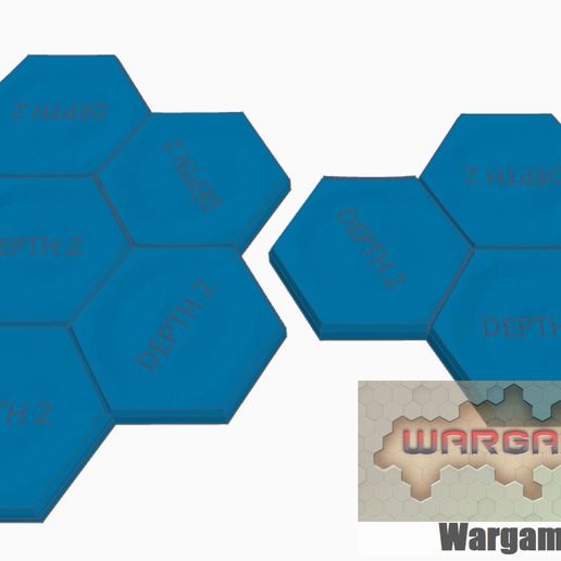 magnetic hex tile depth 2 water cluster set items game battletech terrain map scale 3D print model - Mito3D