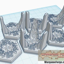 magnetic hex tile destroyed anti-mech wall set 1 6 items game battletech terrain map scale 3d print model - Mito3D