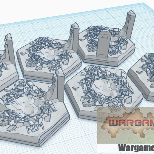 magnético maleficio loseta destruido pared conjunto 1 6 artículos juego battletech terreno mapa escala 3D print model - Mito3D